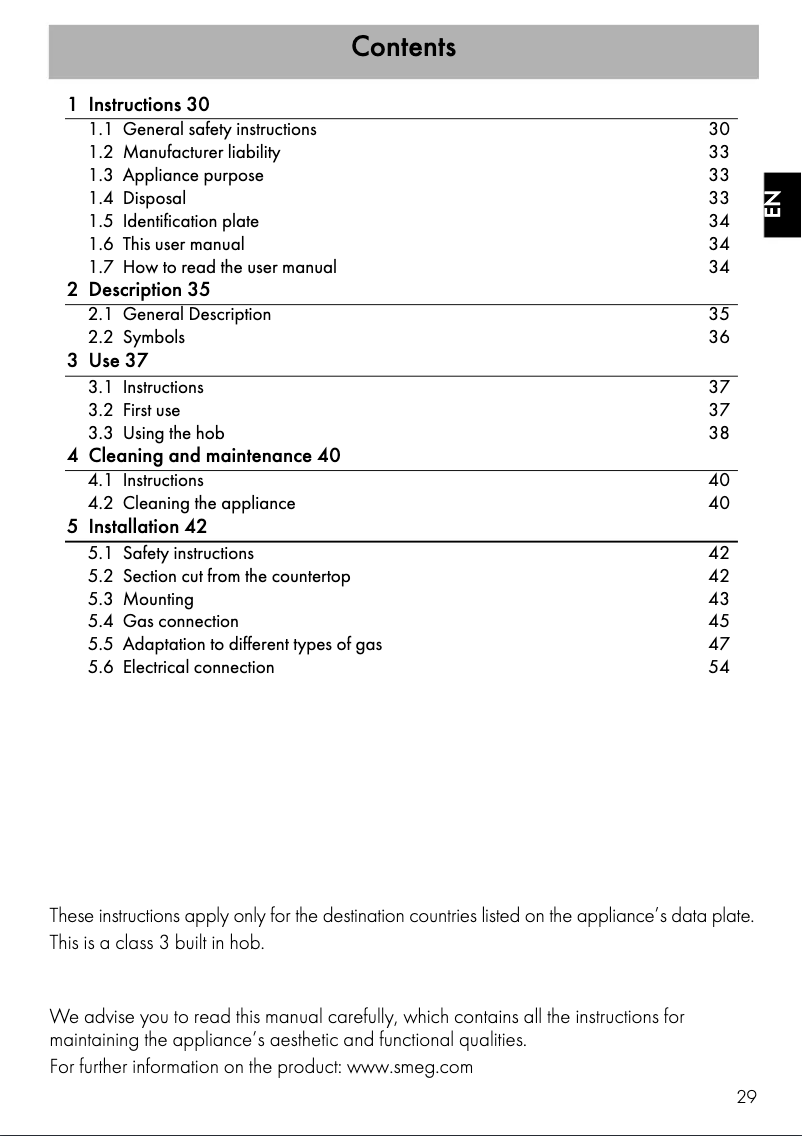 Page 1 de la notice Brochure Smeg PXL664