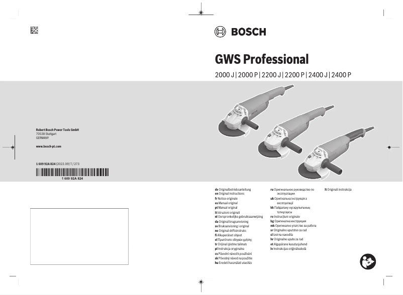 Page n°1 - Manuel utilisateur Bosch GWS 2200 P Professional