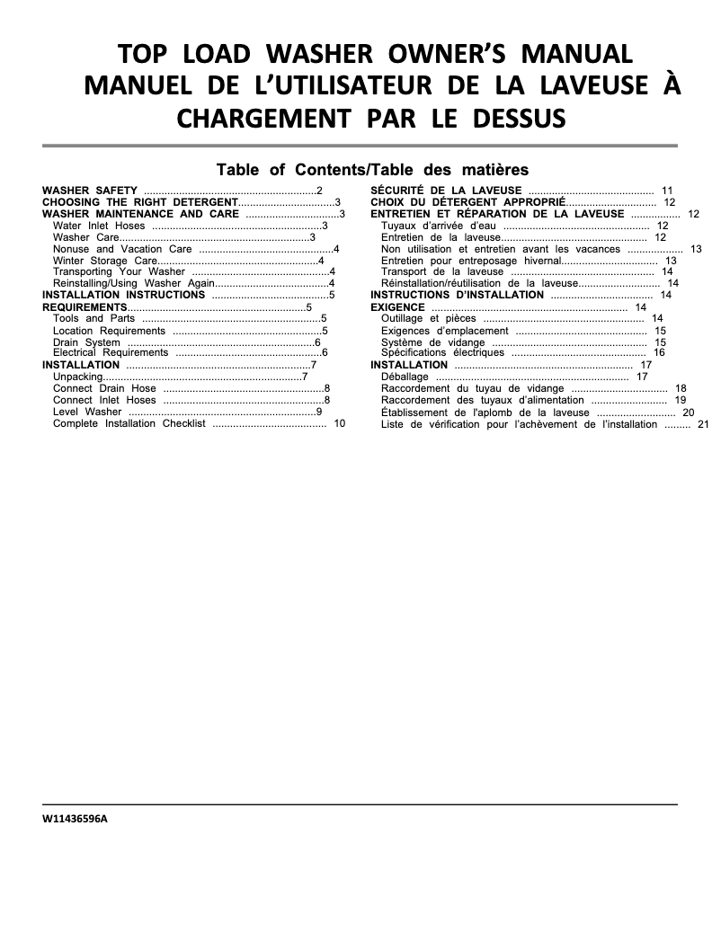 Image de la première page du manuel de l'appareil WHLAUWGD5000DW