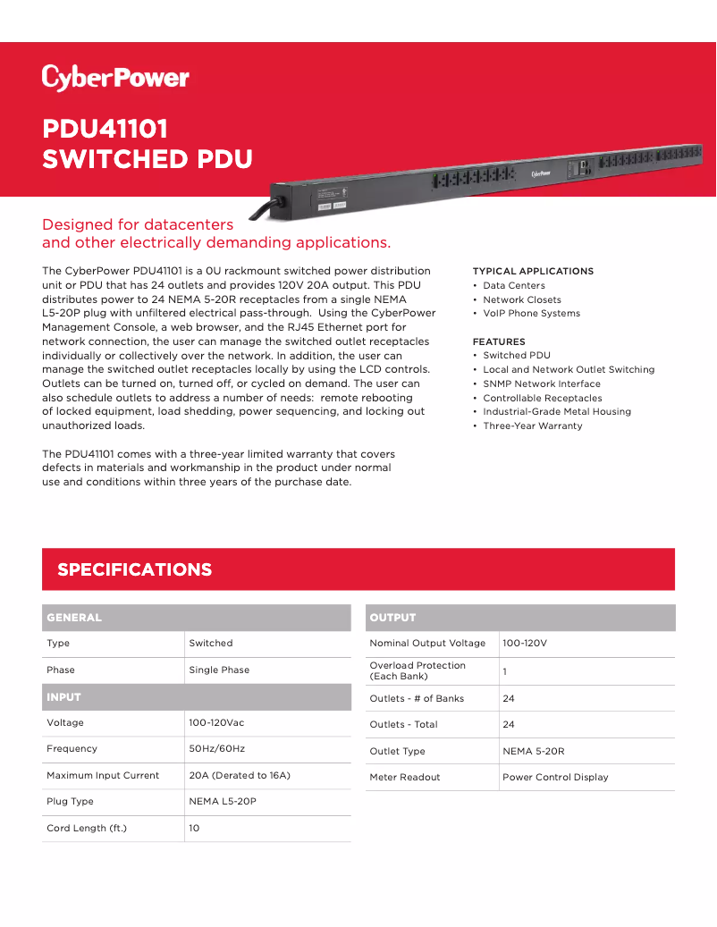 Image de la première page du manuel de l'appareil PDU41101