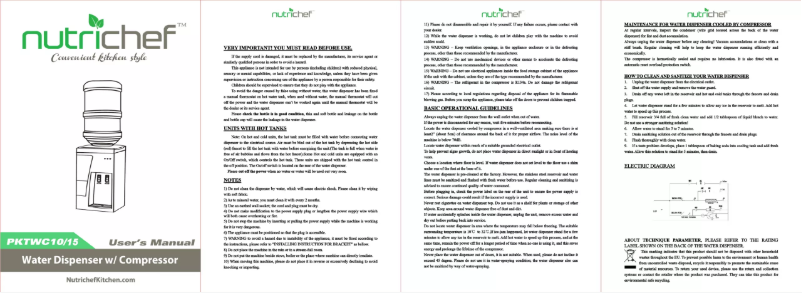 Page 1 de la notice Manuel utilisateur Nutrichef PKTWC15SL