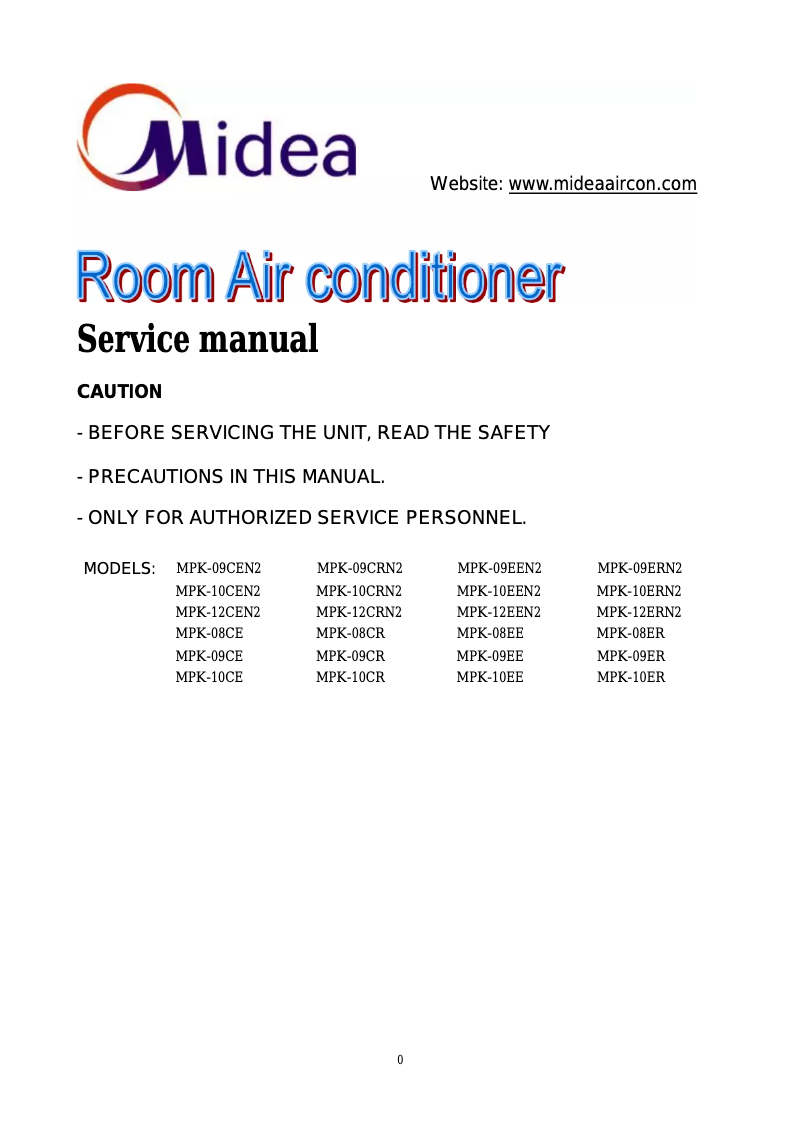 Page 1 de la notice Manuel utilisateur Midea MPK-10CEN2