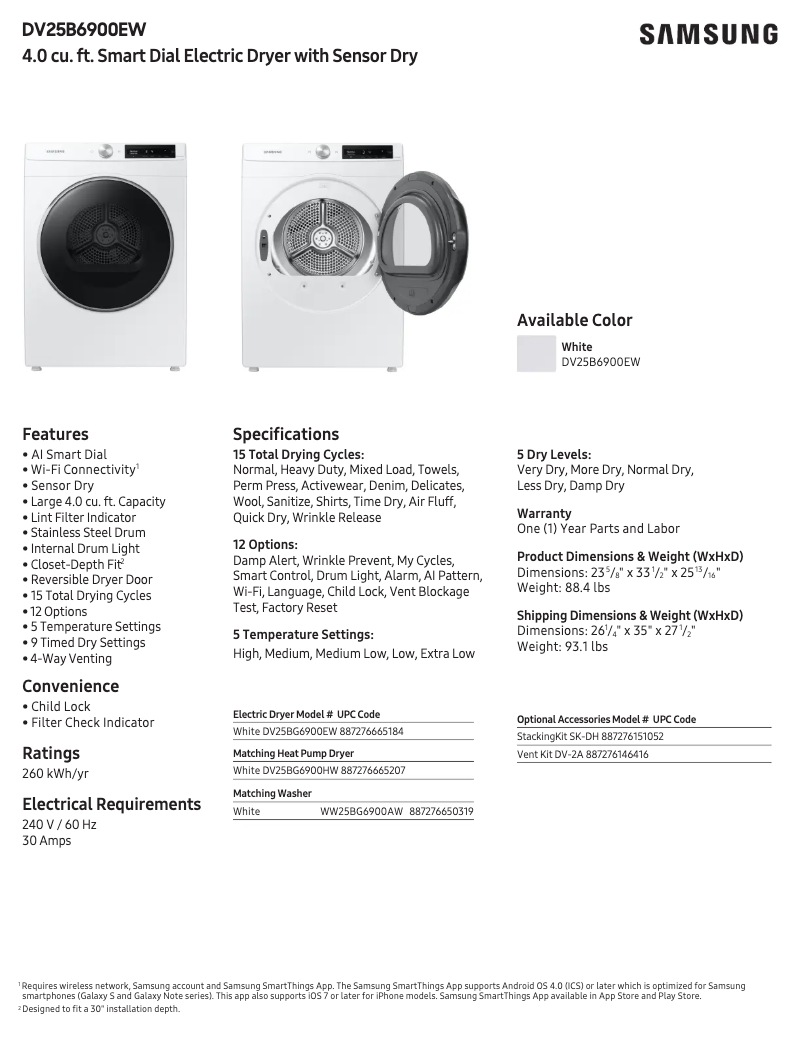 Image de la première page du manuel de l'appareil DV25B6900EW