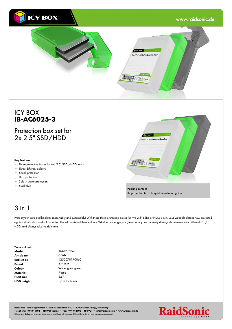 Página 1 del manual Ficha técnica Icy Box IB-AC602b-6