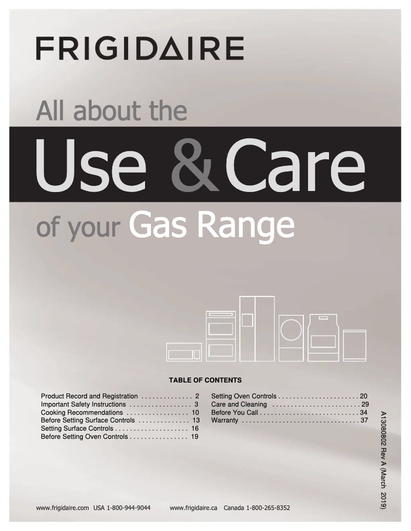 Page n°1 - Manuel d'utilisation et d'entretien Frigidaire FFGF3056TS