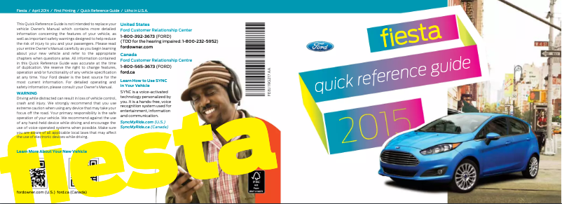 Page 1 de la notice Manuel utilisateur Ford Fiesta (2015)