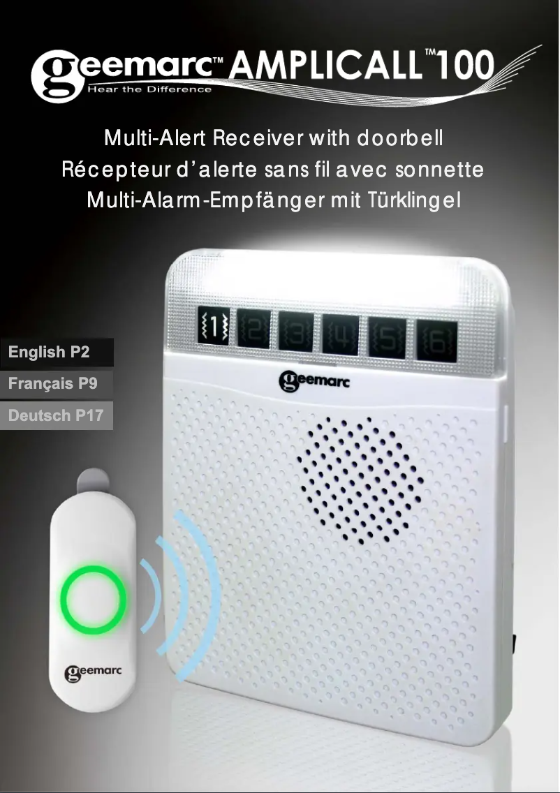 Page 1 de la notice Manuel utilisateur Geemarc AMPLICALL 100