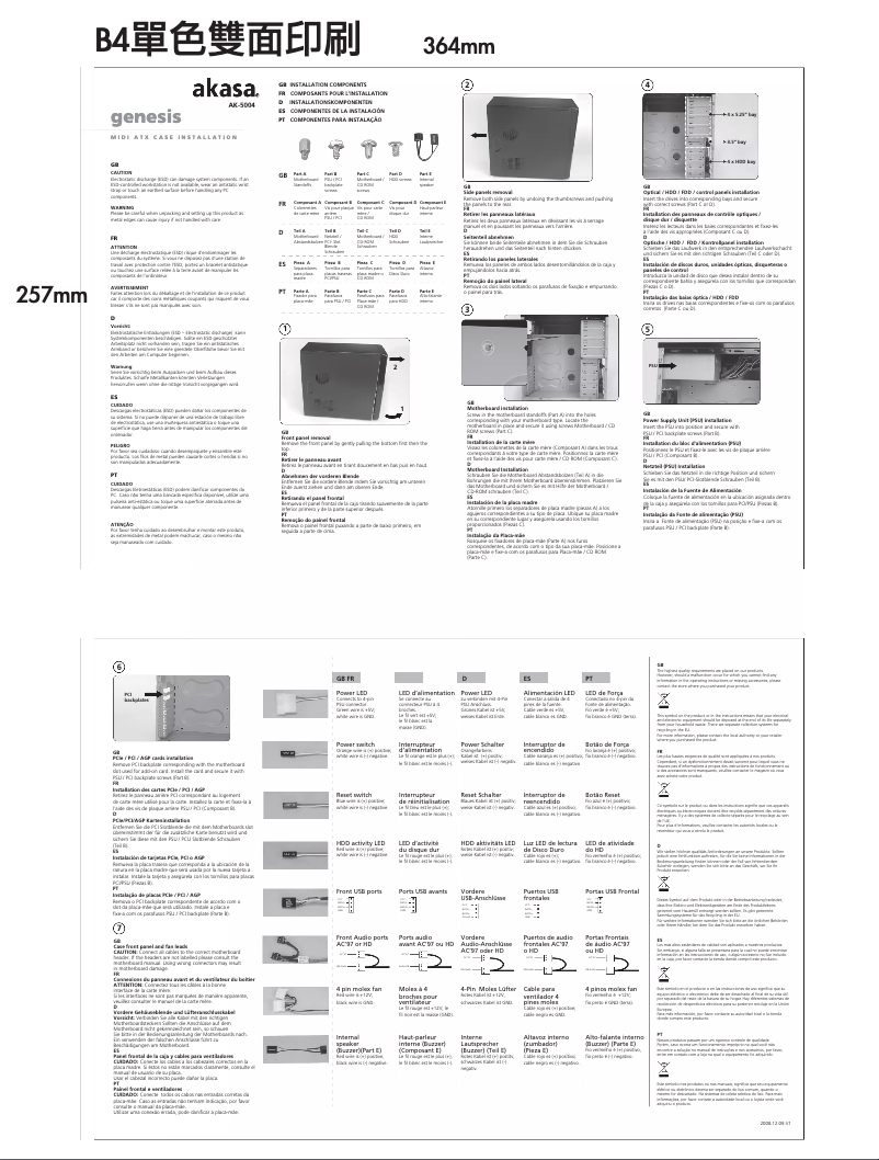 Page 1 de la notice Manuel utilisateur Akasa GENESIS
