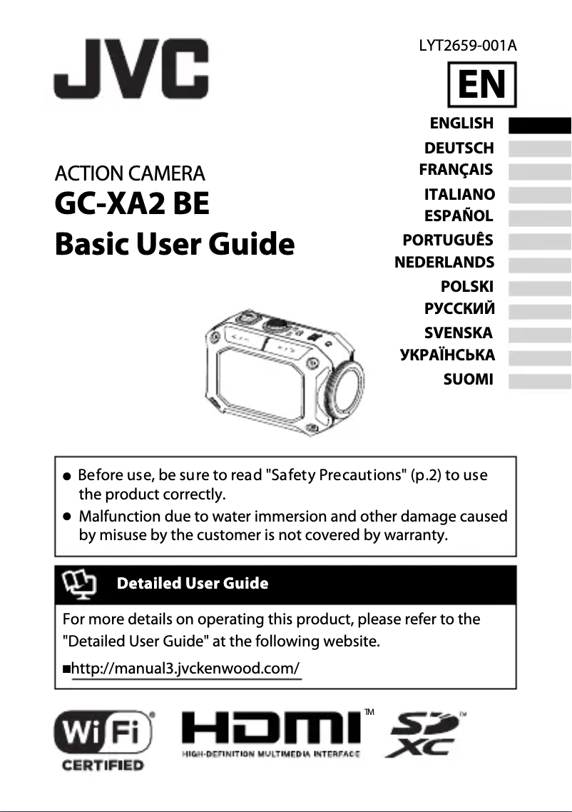 Page n°1 - Manuel utilisateur JVC Adixxion GC-XA2