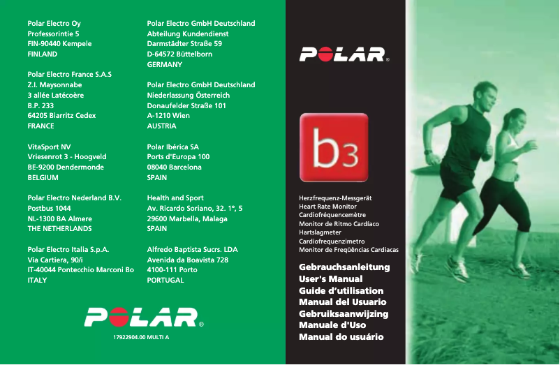 Page n°1 - Manuel utilisateur Polar B3