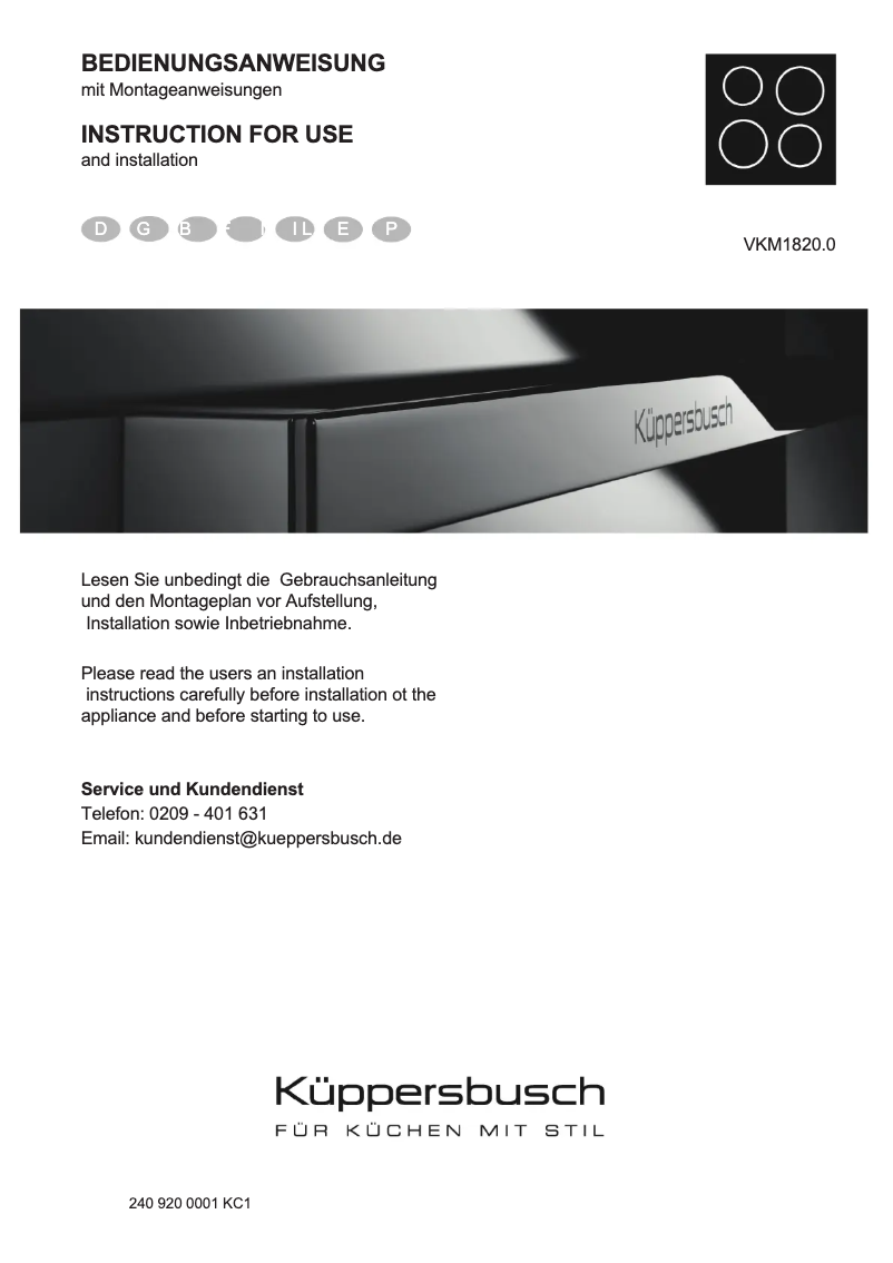 Página 1 del manual Manual de usuario Küppersbusch VKM1820.0SR