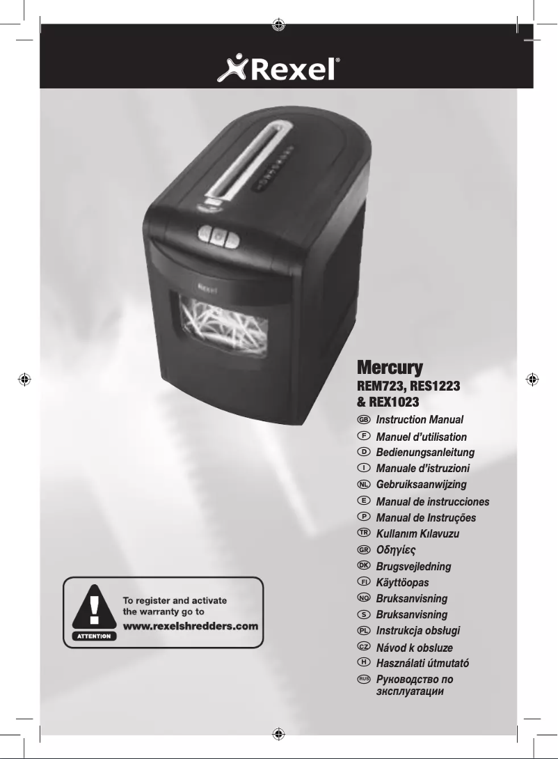 Page n°1 - Manuel utilisateur Rexel Mercury REX1023