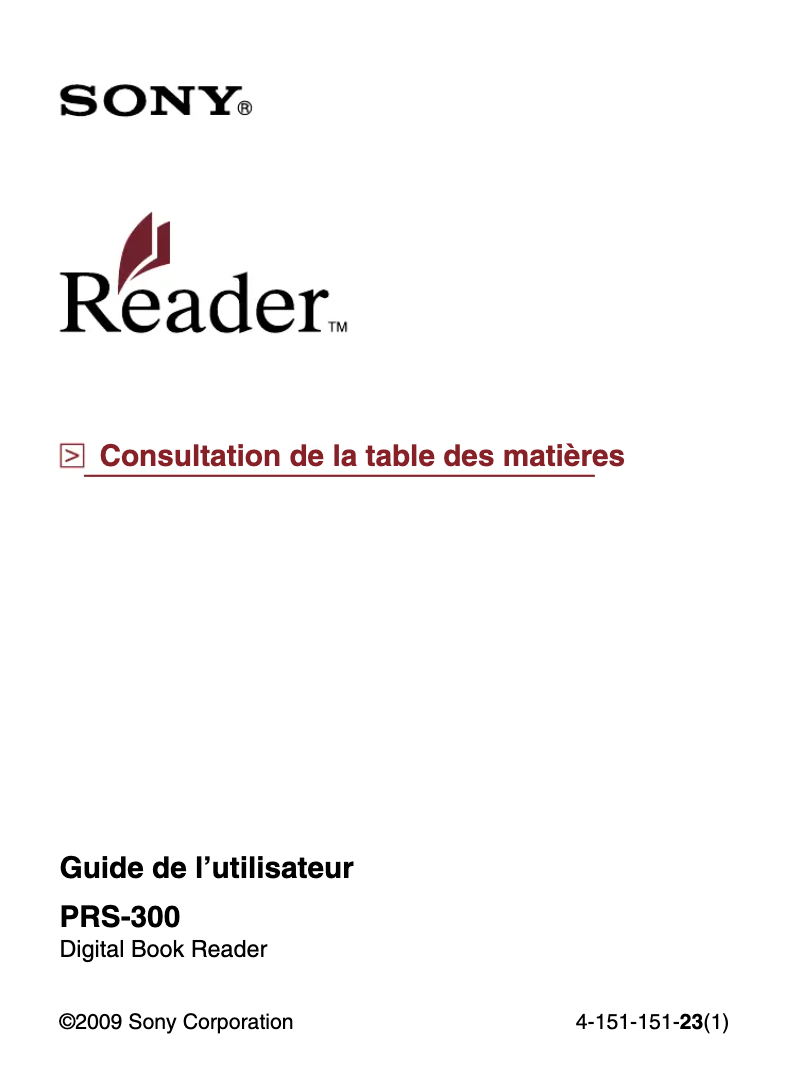 Image de la première page du manuel de l'appareil PRS-300