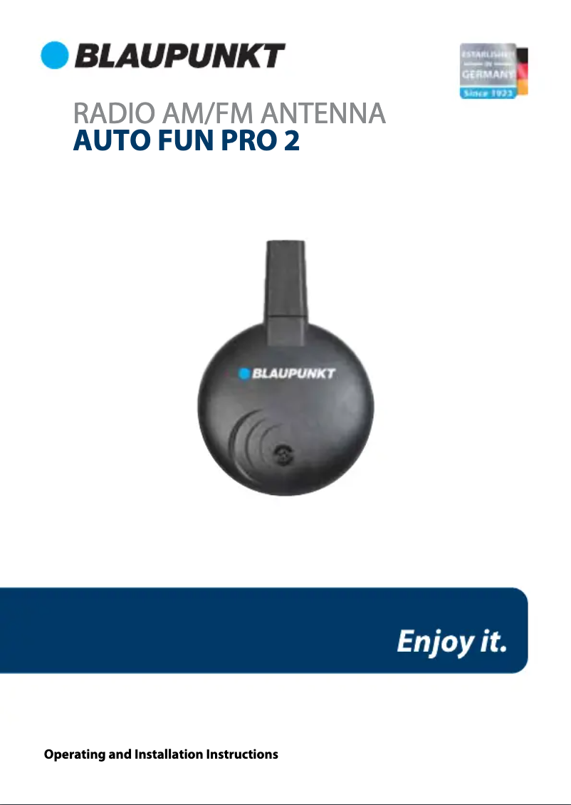 Page n°1 - Manuel utilisateur Blaupunkt Auto Fun Pro 2