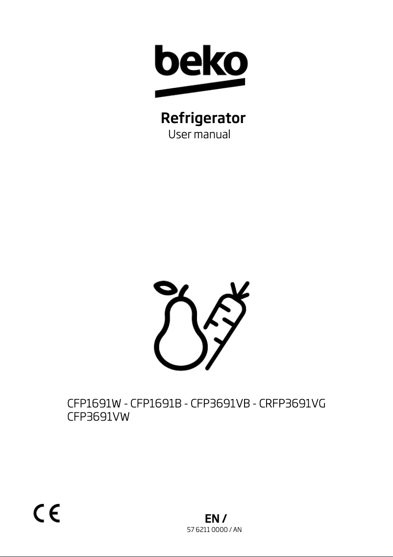 Page 1 de la notice Manuel utilisateur Beko CFP3691VW