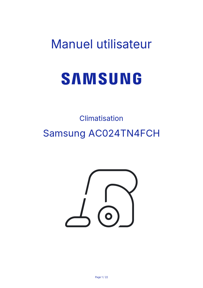 Page n°1 - Manuel utilisateur Samsung AC024TN4FCH