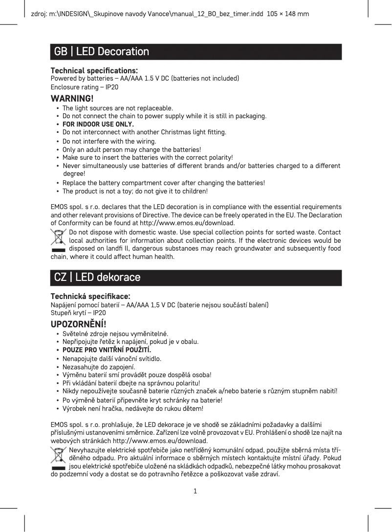 Page 1 de la notice Manuel utilisateur Emos DCLW08