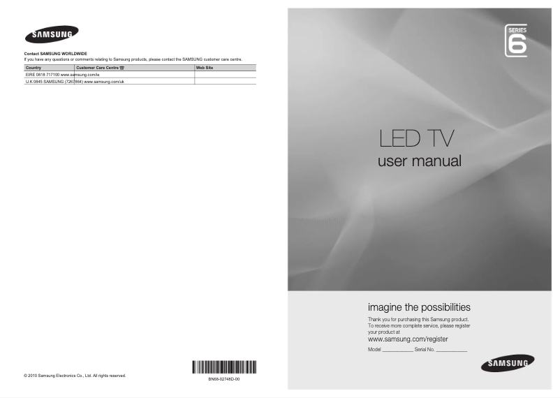 Page n°1 - Manuel utilisateur Samsung UE32C6715US