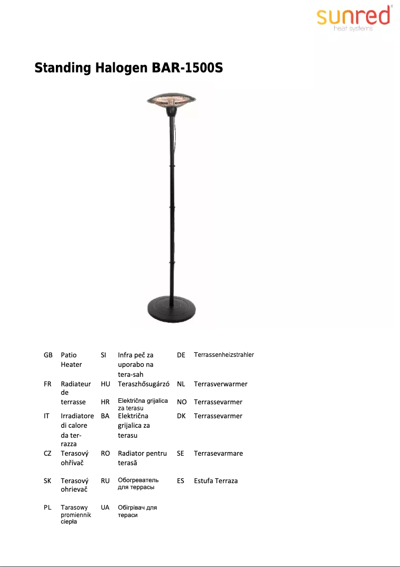 Page n°1 - Manuel utilisateur SunRed Barcelona 1500
