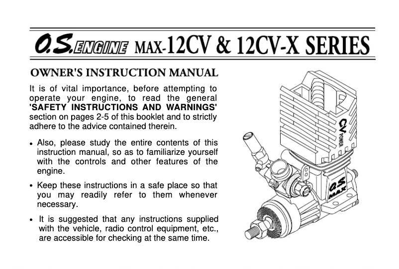 Page 1 de la notice Manuel utilisateur O.S. Engine 12CV