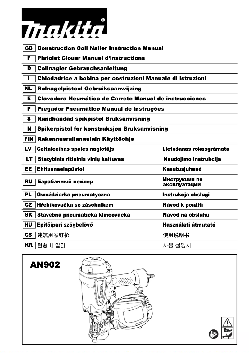 Page 1 de la notice Manuel utilisateur Makita AN902