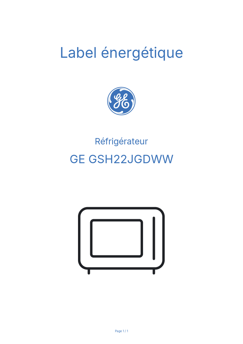 Image de la première page du manuel de l'appareil GSH22JGDWW