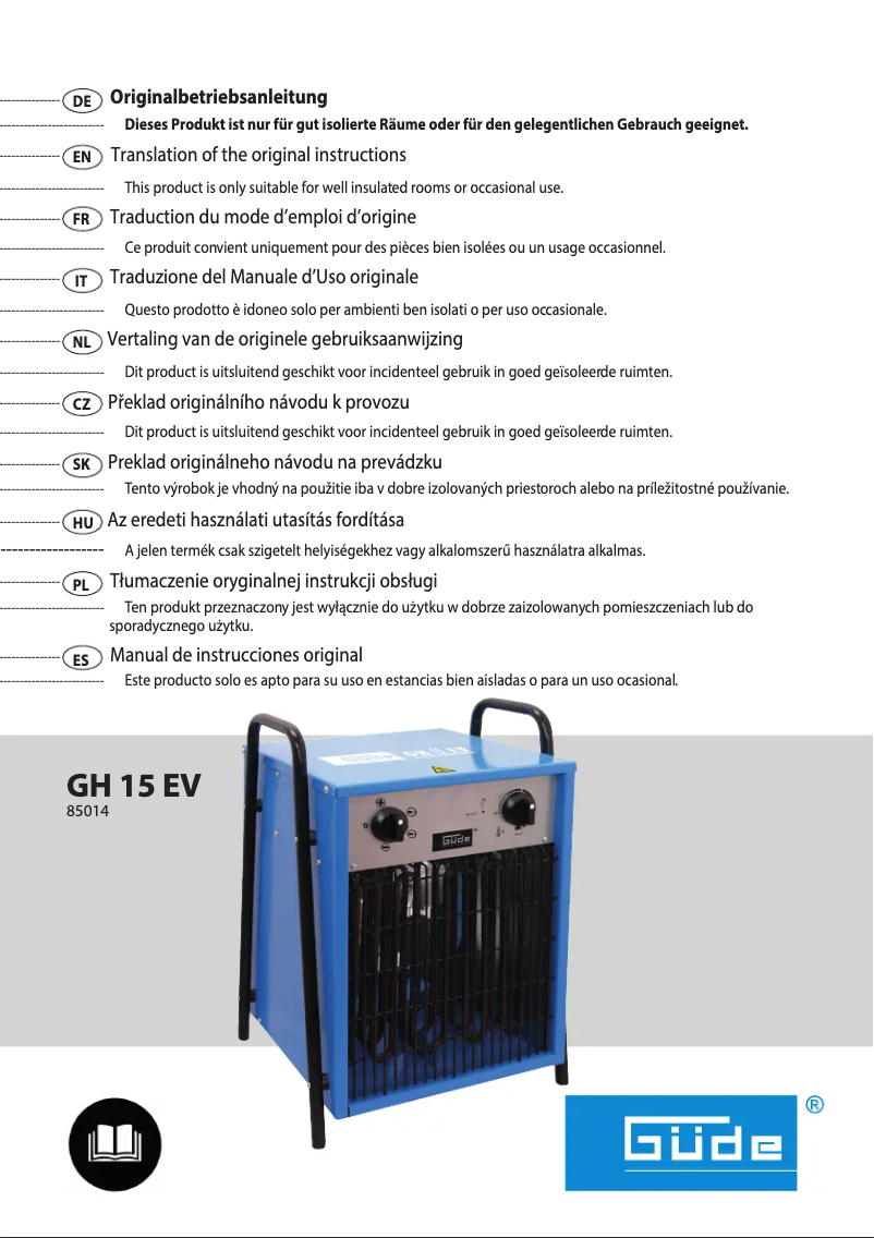 Page n°1 - Manuel utilisateur Güde GH 15 EV