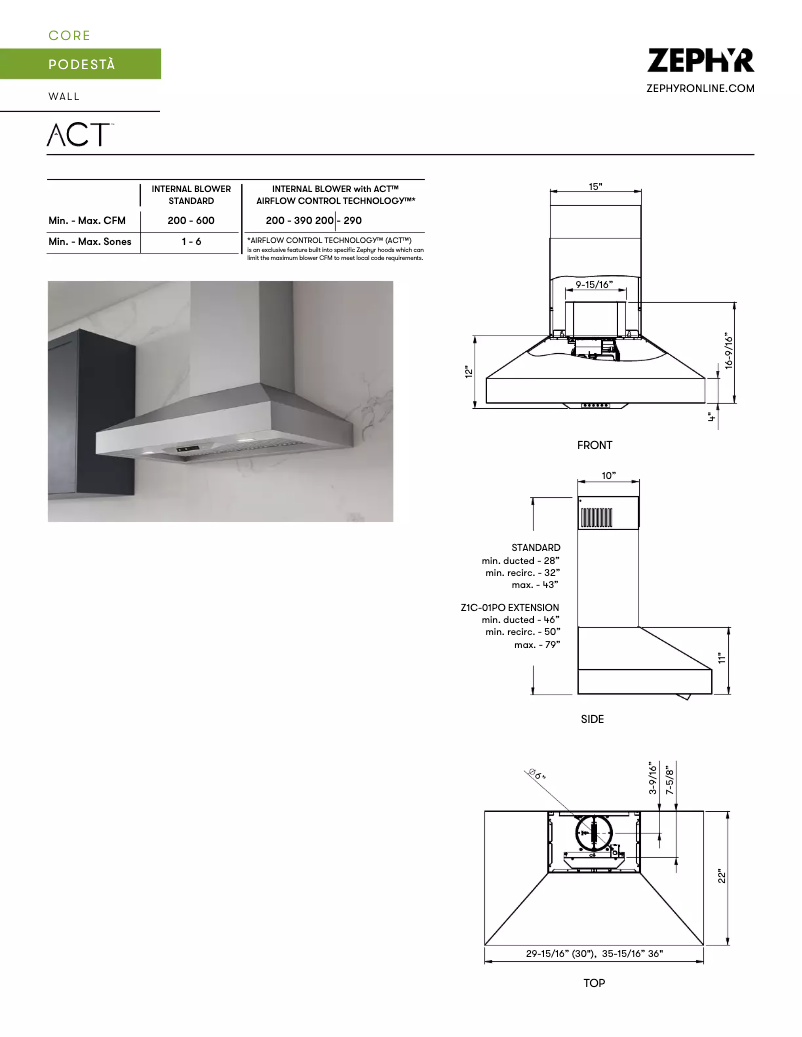 Page n°1 - Fiche technique Zephyr ZPO-E36AS