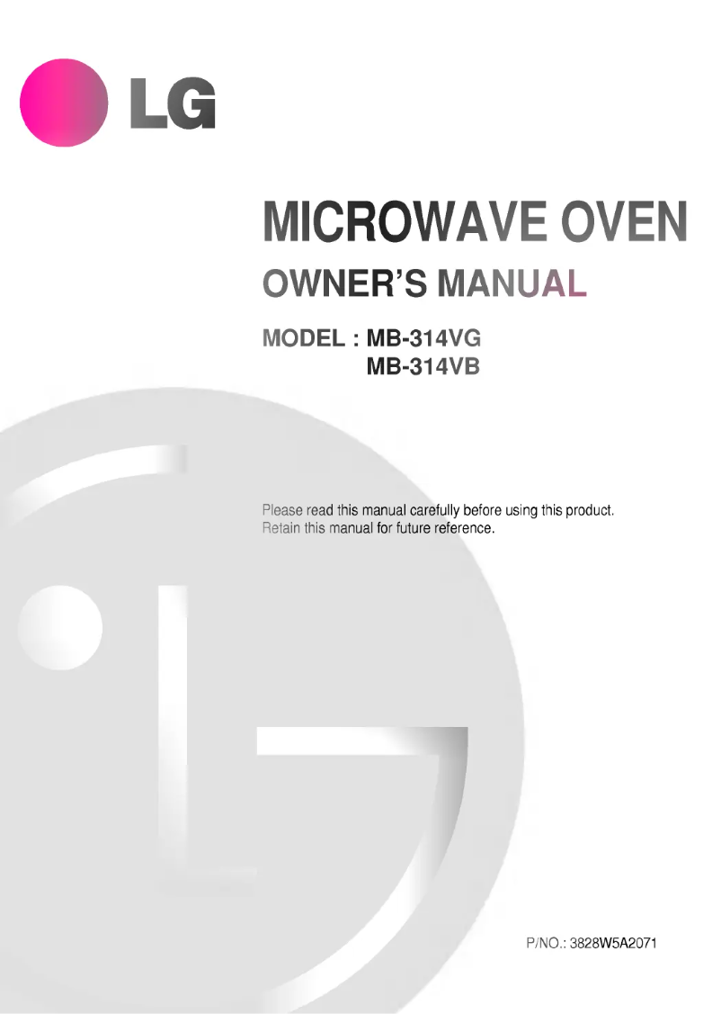 Image de la première page du manuel de l'appareil MB-314V