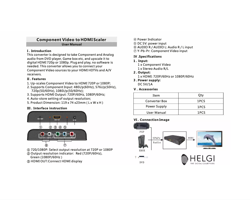 Page 1 de la notice Manuel utilisateur HELGI HLG0356