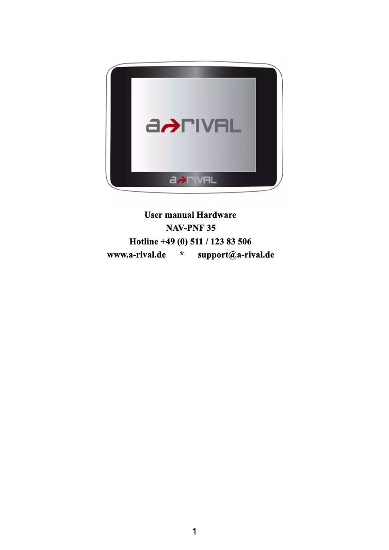 Page n°1 - Manuel utilisateur A-Rival NAV-PNF 35
