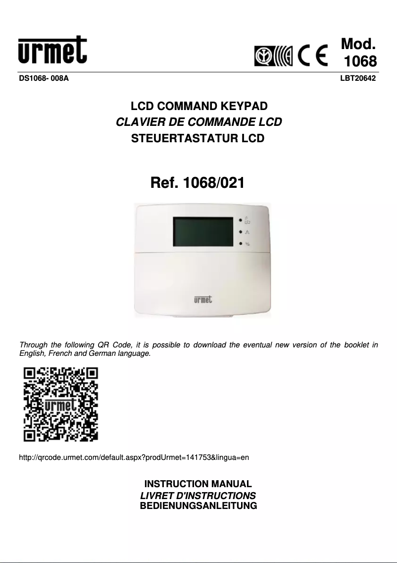 Page n°1 - Manuel utilisateur Grothe 1068/021