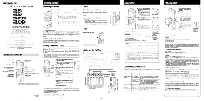 Image de la première page du manuel de l'appareil VN-480PC