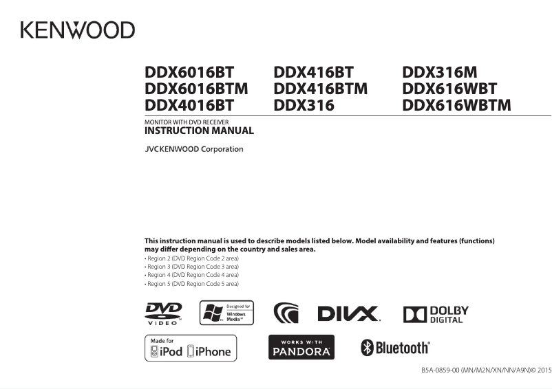 Page 1 de la notice Manuel utilisateur Kenwood DDX6016BT