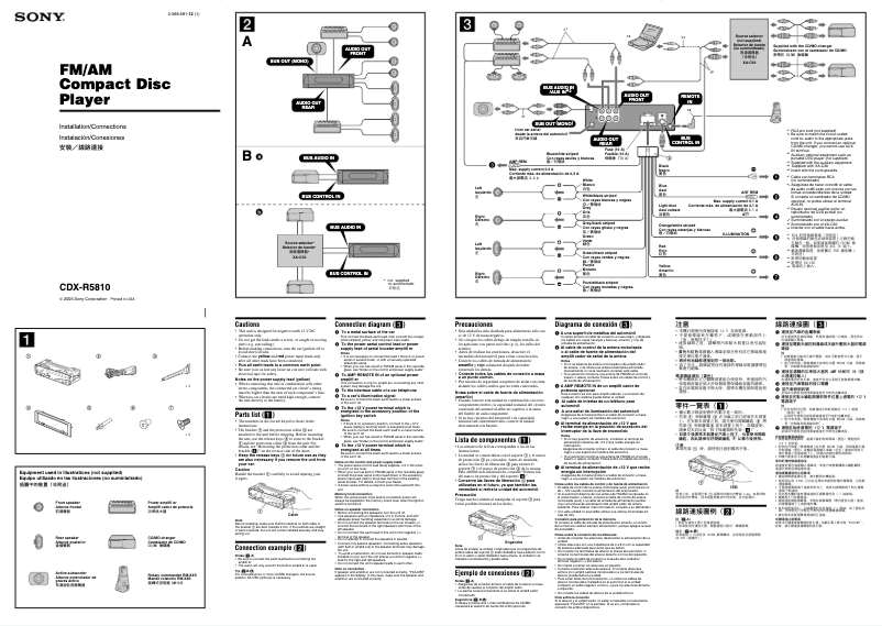 Page 1 de la notice Guide d'installation Sony CDX-R5810