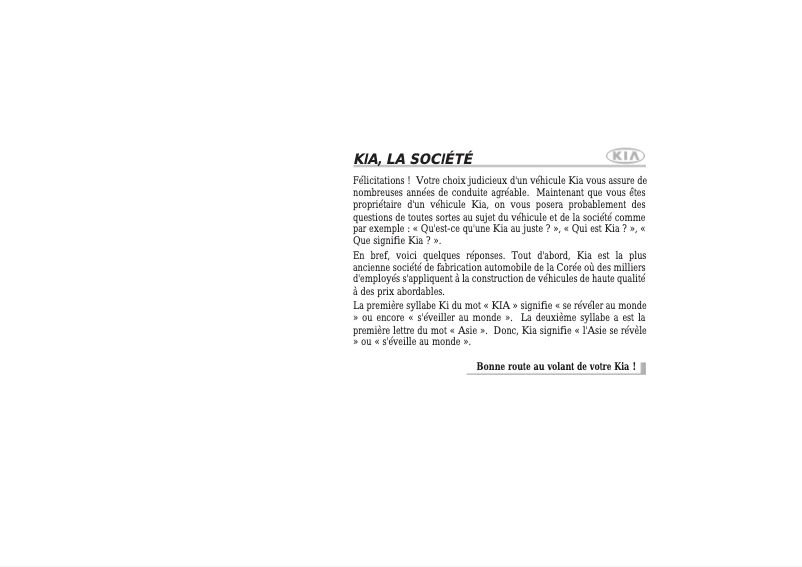 Page 1 de la notice Manuel utilisateur Kia Sedona (2007)