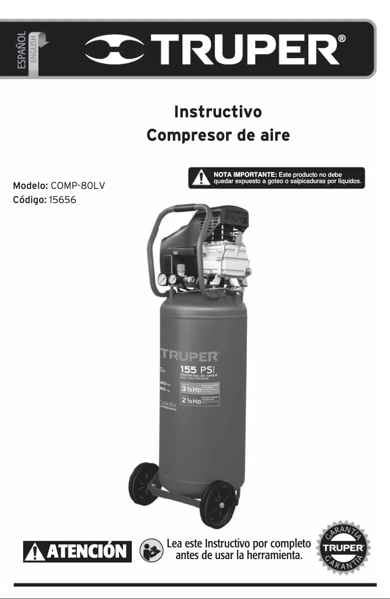 Image de la première page du manuel de l'appareil COMP-80LV