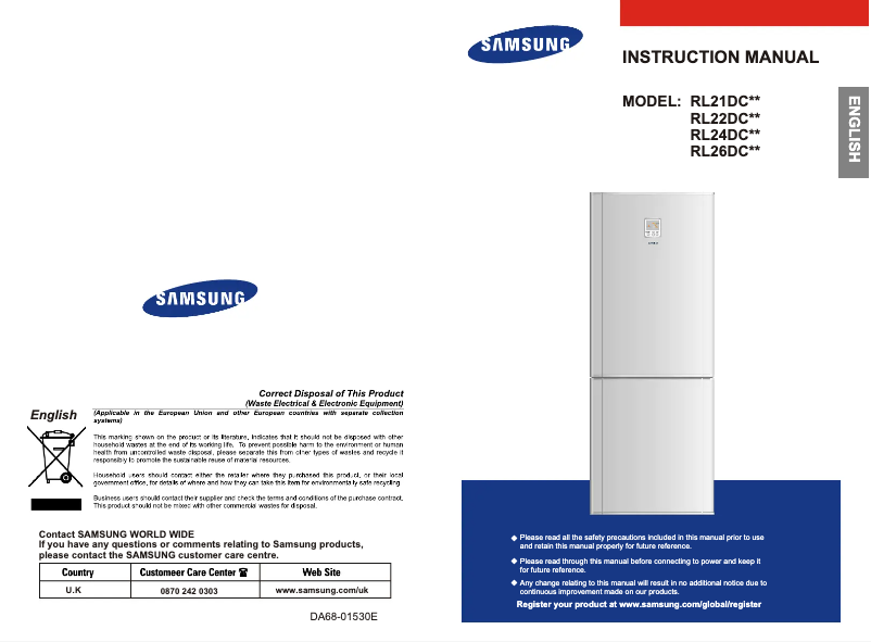 Page n°1 - Manuel utilisateur Samsung RL24DCSW