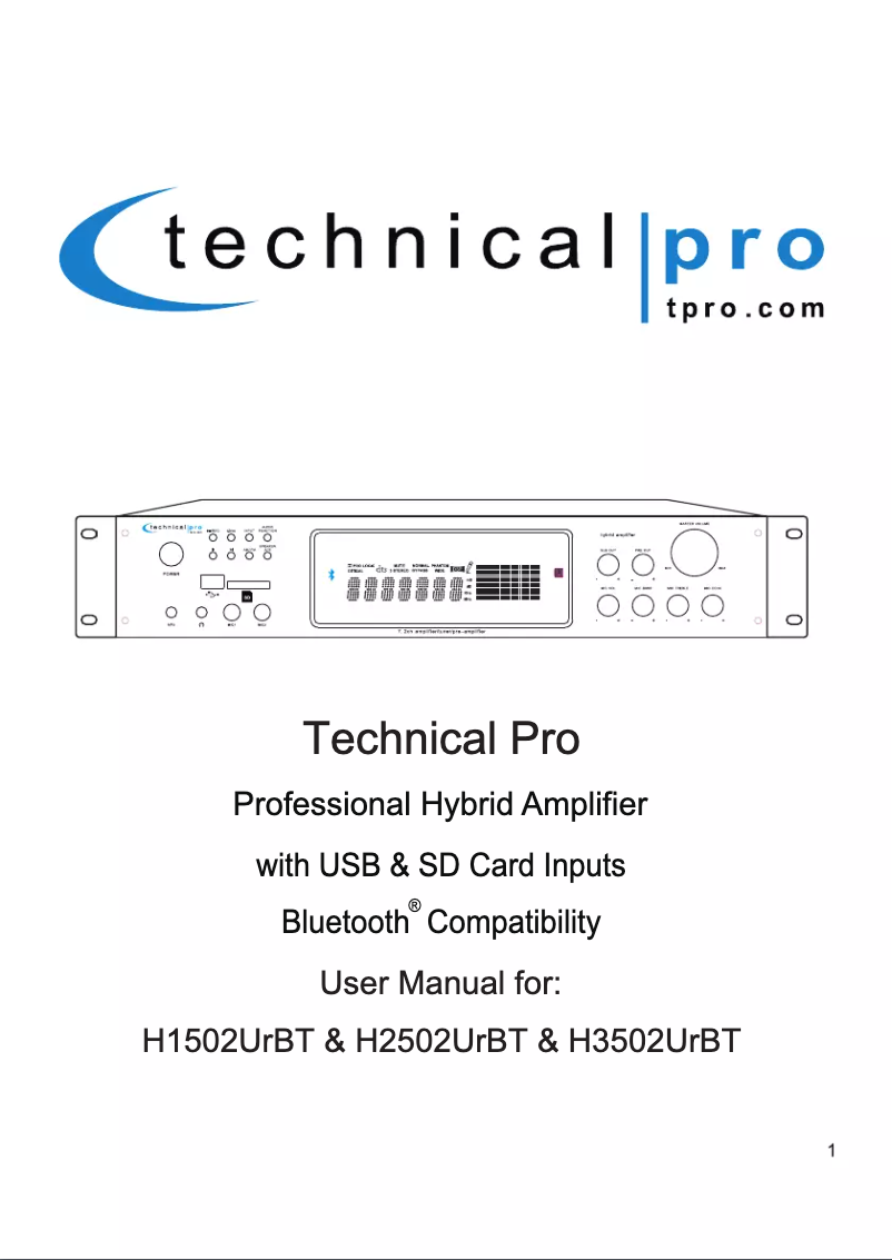 Page n°1 - Manuel utilisateur Technical Pro H1502URBT