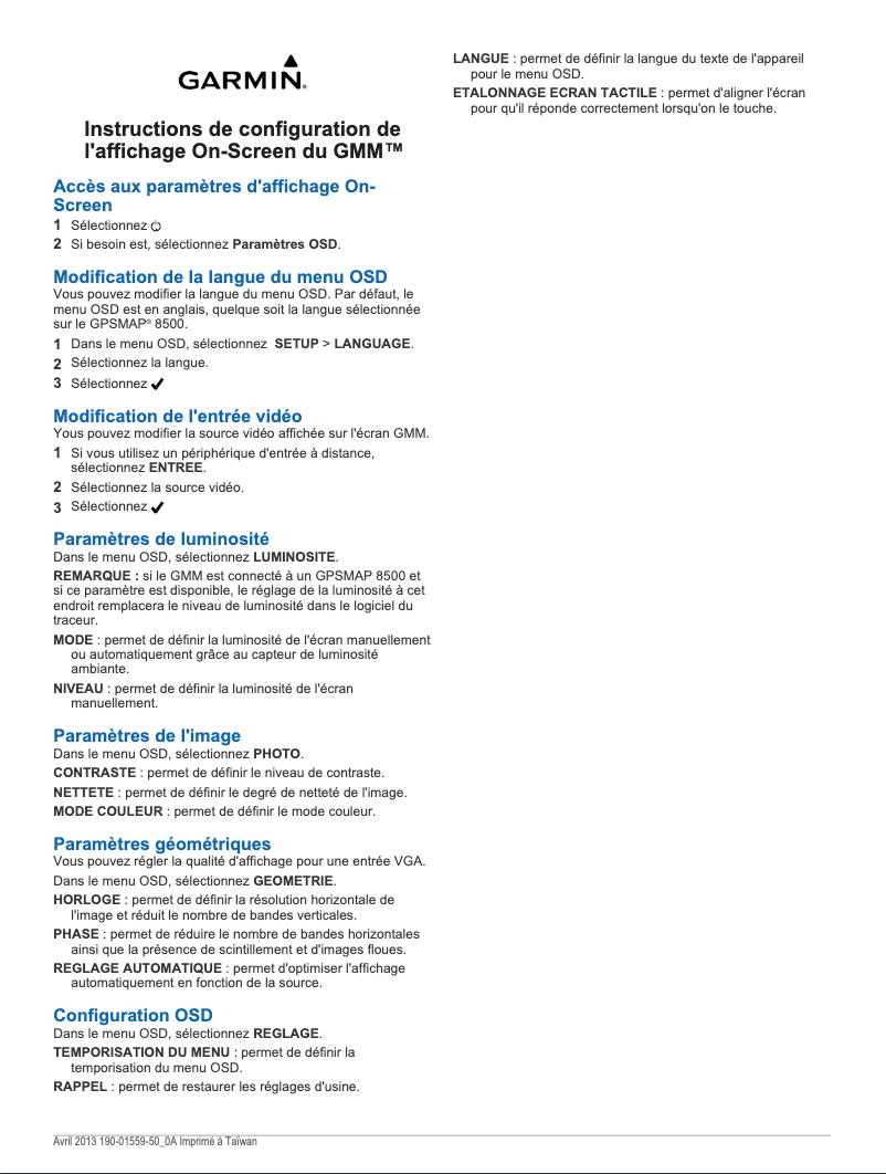 Page n°1 - Manuel utilisateur Garmin GMM 150