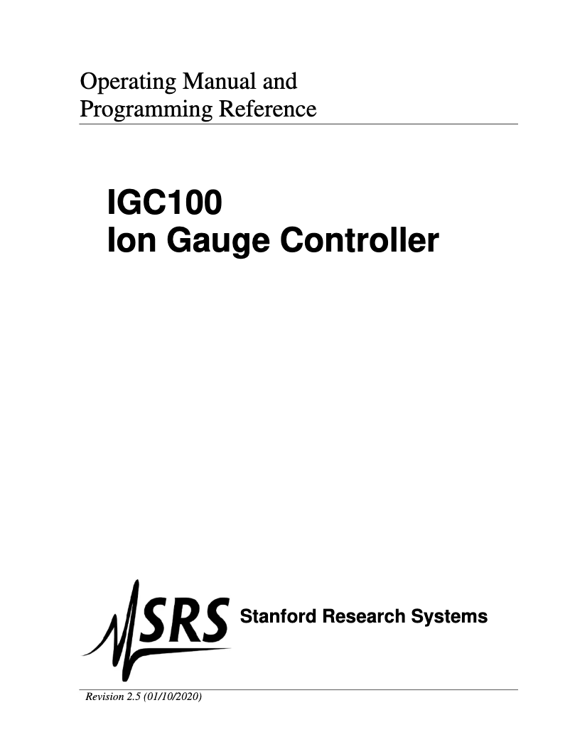 Image de la première page du manuel de l'appareil IGC100