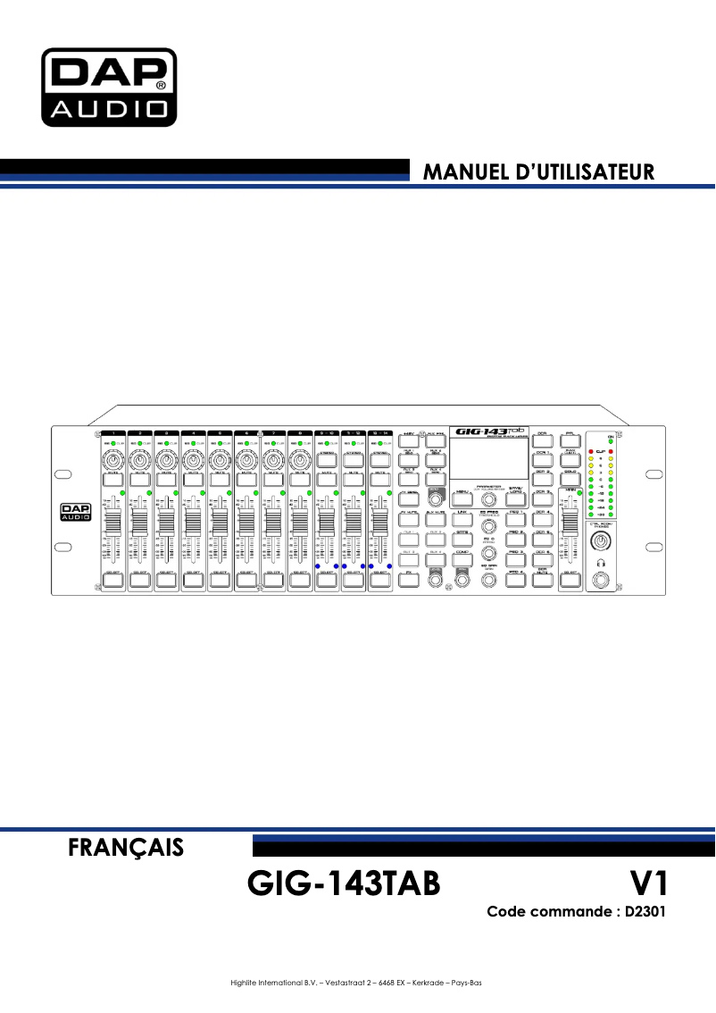 Page 1 de la notice Manuel utilisateur DAP-Audio GIG-143TAB