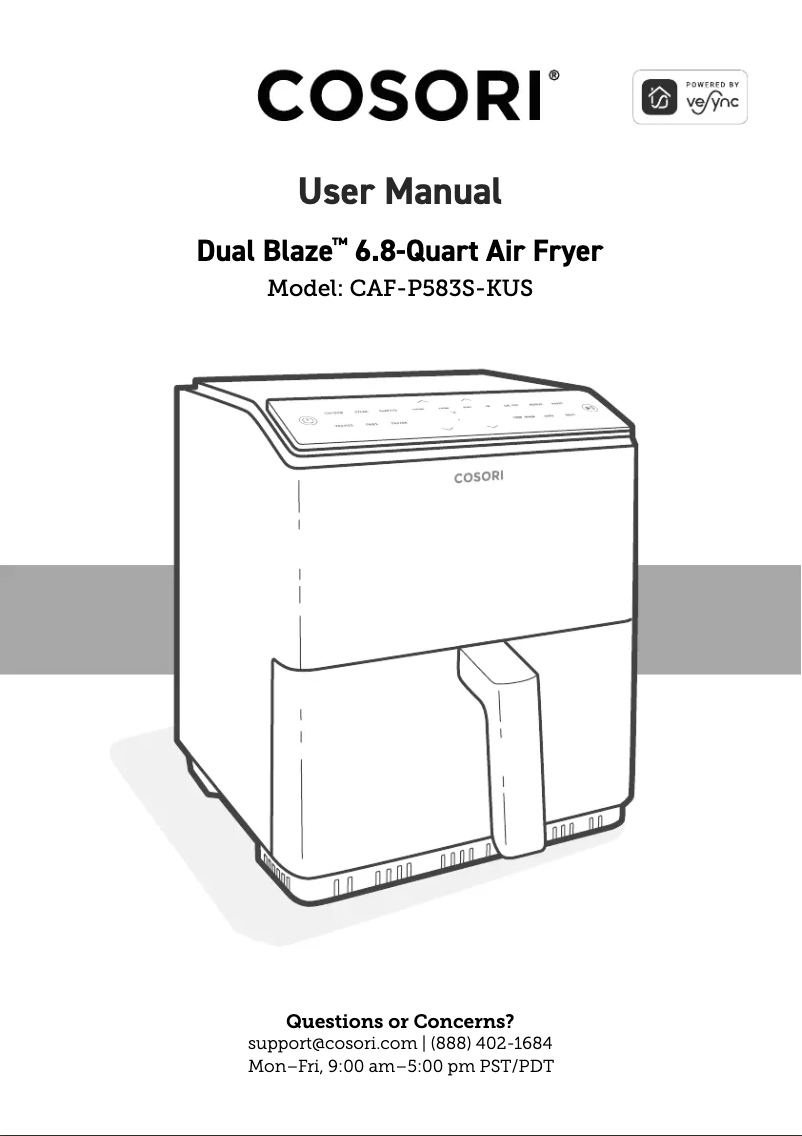 Page n°1 - Manuel utilisateur Cosori Dual Blaze CAF-P583S-KUS