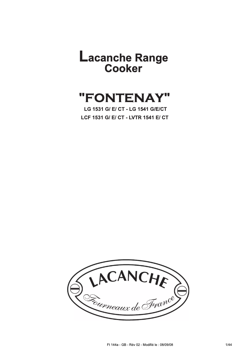 Page n°1 - Manuel utilisateur Lacanche Fontenay
