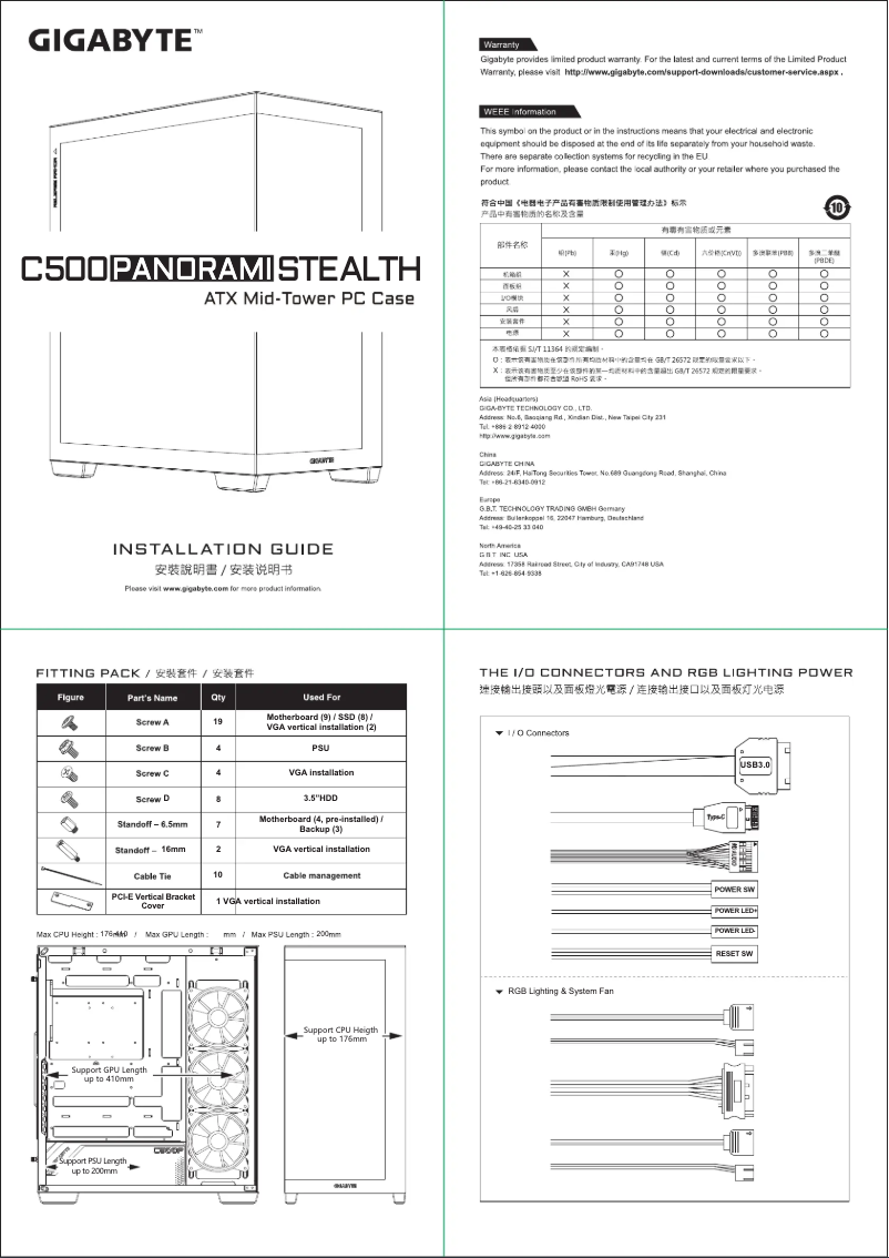 Image de la première page du manuel de l'appareil C500 PANORAMIC STEALTH