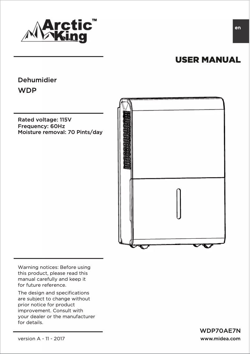 Image de la première page du manuel de l'appareil WDP70AE7N