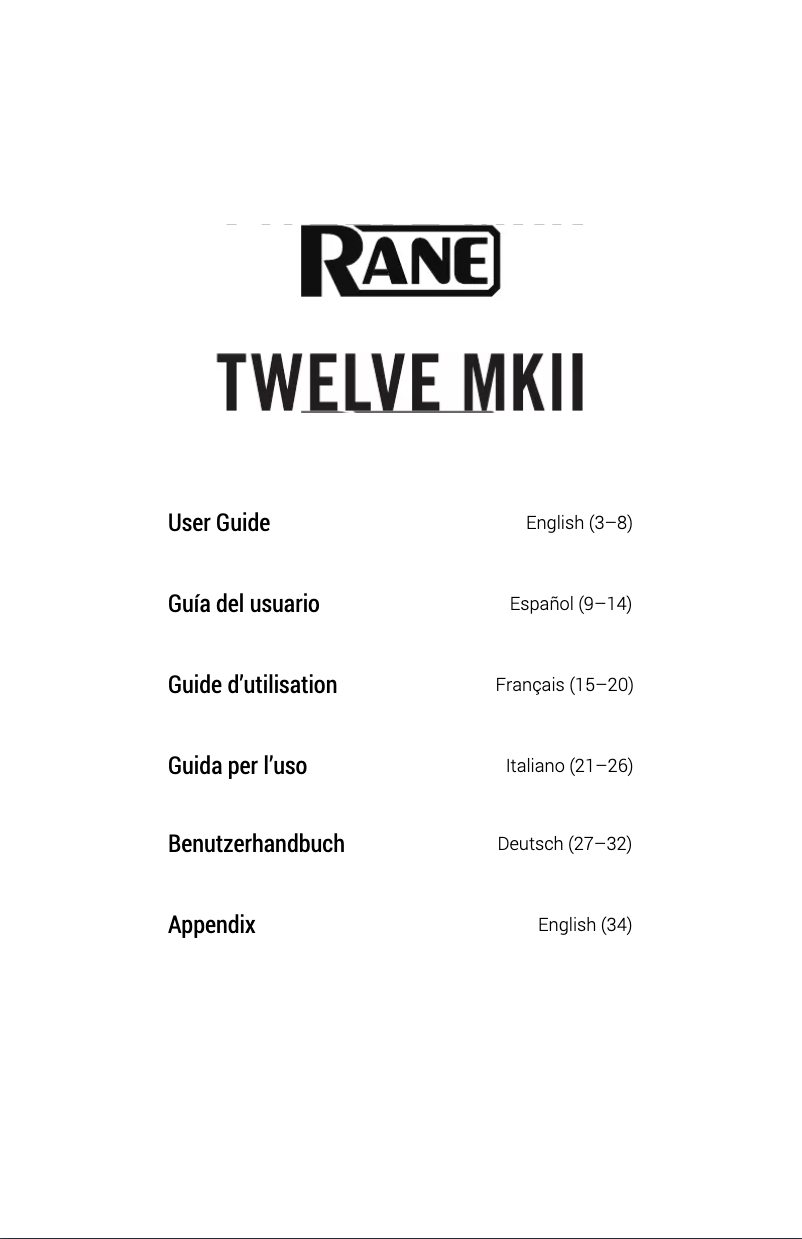 Page n°1 - Manuel utilisateur Rane Twelve MKII