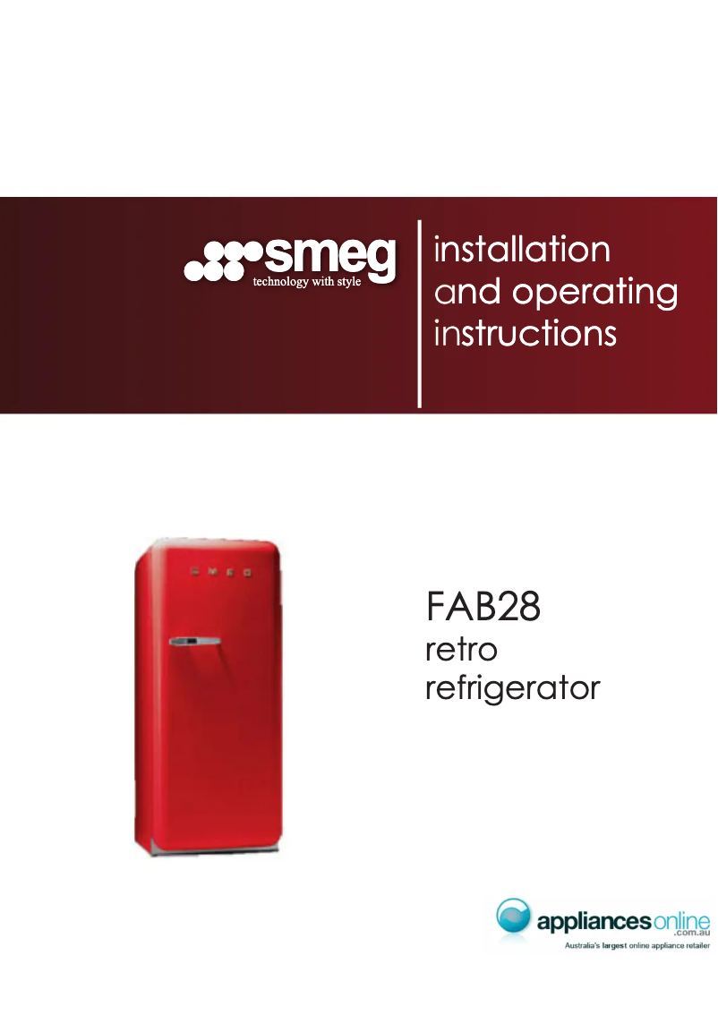 Page 1 de la notice Manuel utilisateur Smeg FAB28ABR1