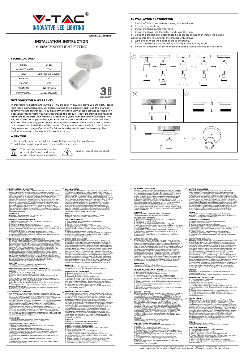 Page n°1 - Manuel utilisateur V-TAC VT-823