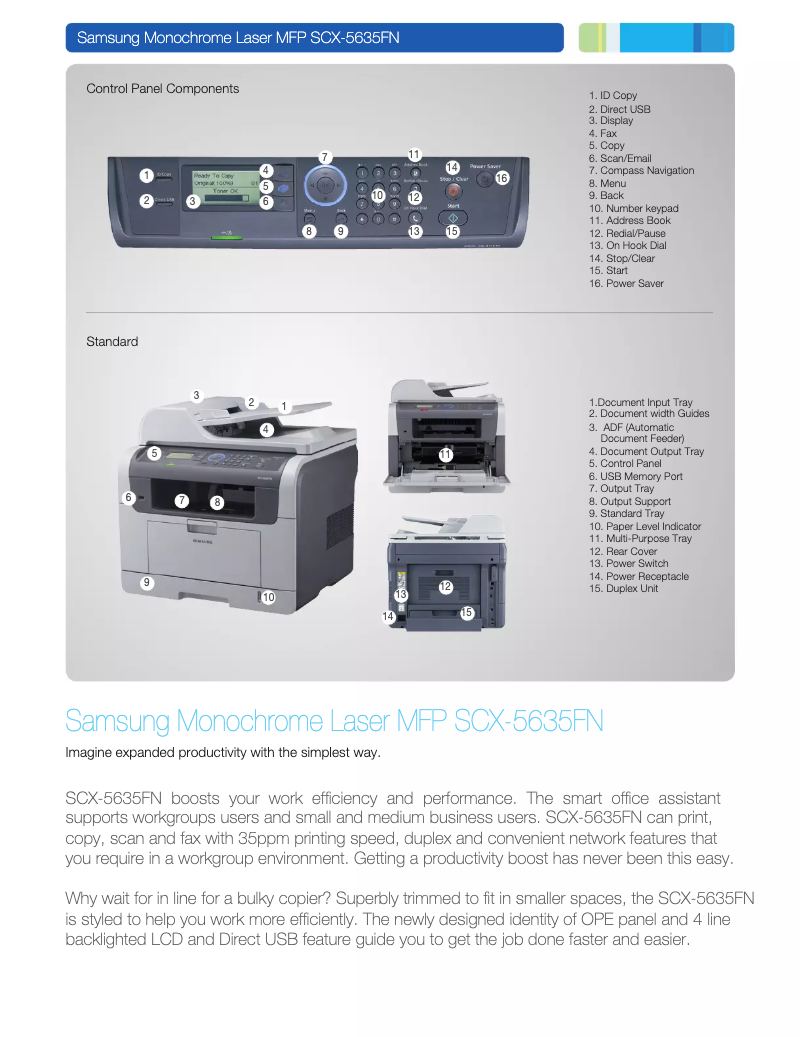 Image de la première page du manuel de l'appareil SCX-5635FN